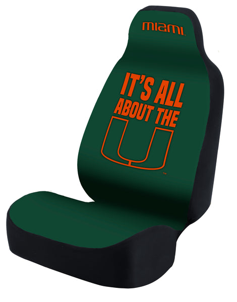 Universal Seat Cover Print 1pc - Ultimate Suede - University of Miami - All About the U