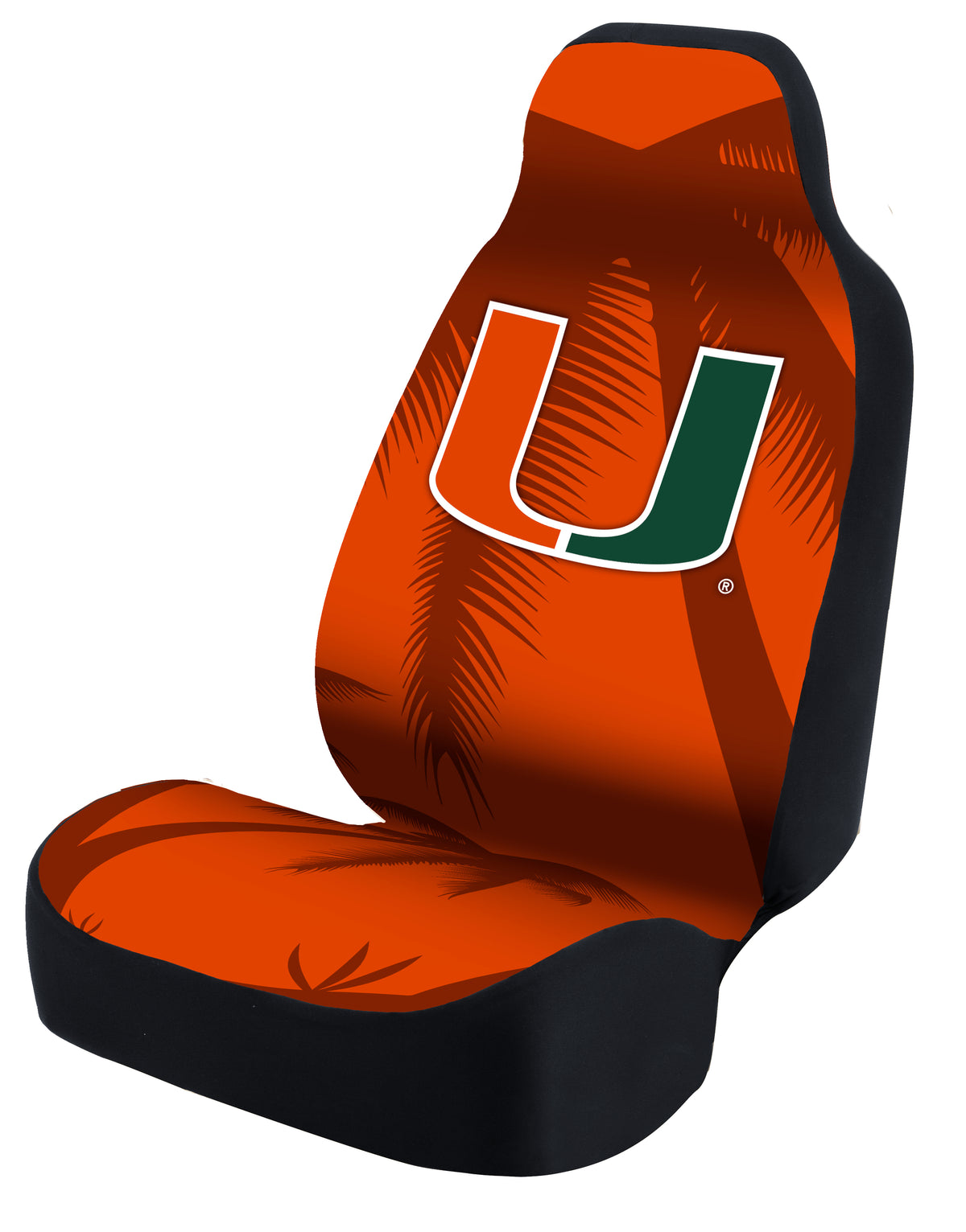 Universal Seat Cover Print 1pc - Ultimate Suede - University of Miami - Palm Trees