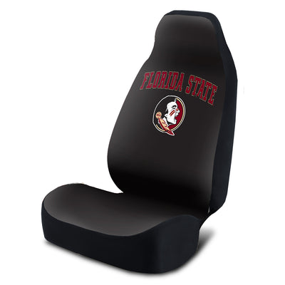 Universal Seat Cover Print 1pc - Ultimate Suede - University of Florida State - Black Distressed Seminole Head and Name