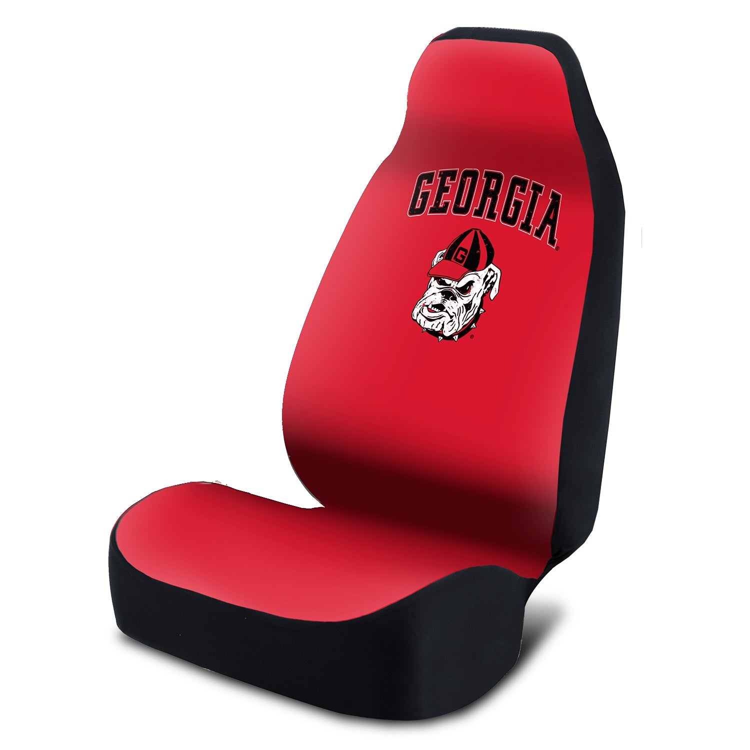 Universal Seat Cover - University of Georgia Red Distressed Bulldog and Name