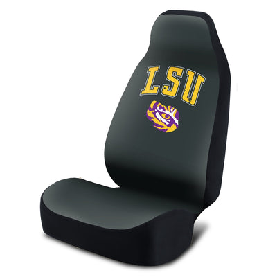 Universal Seat Cover - Louisiana State University Charcoal Distressed Tiger and Name