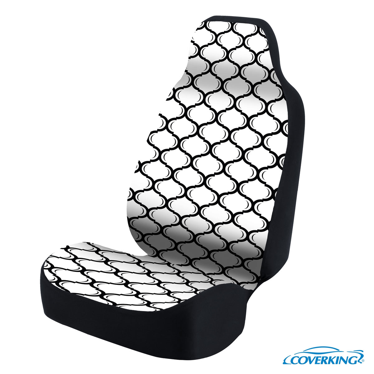 Universal Seat Cover Fashion Print 1pc - Ultimate Suede - Lattice Black and White Background