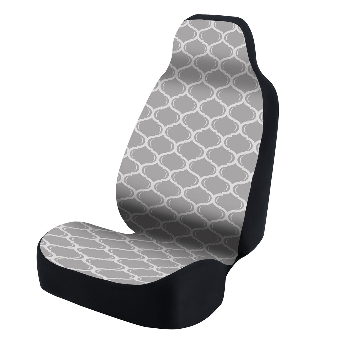 Universal Seat Cover Fashion Print 1pc - Ultimate Suede - Lattice Light Gray and Gray Background