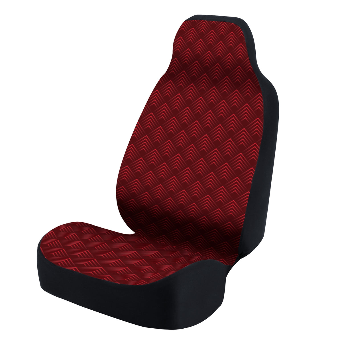 Universal Seat Cover Fashion Print 1pc - Ultimate Suede - Chevron Scaled Red and Dark Red Background