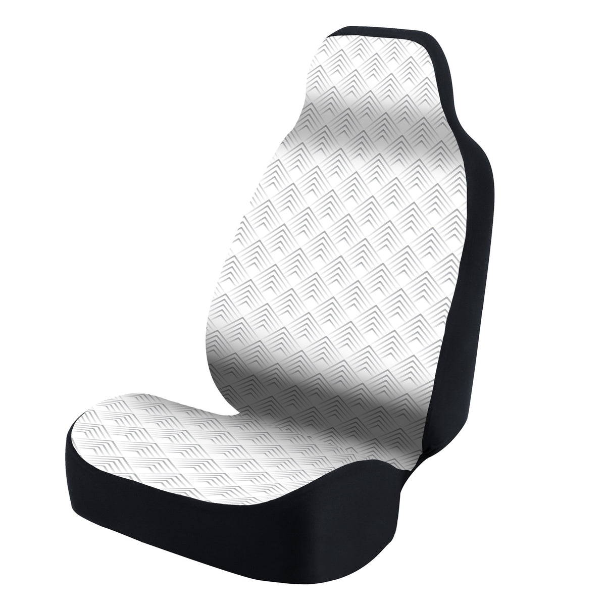 Universal Seat Cover Fashion Print 1pc - Ultimate Suede - Chevron Scaled Gray and White Background