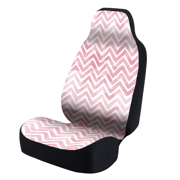Universal Seat Cover Fashion Print 1pc - Ultimate Suede - Chevron Watercolor Pink and White Background