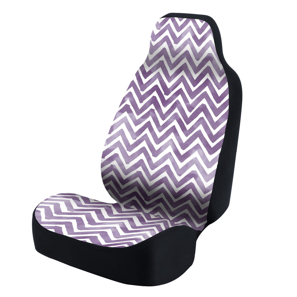 Universal Seat Cover Fashion Print 1pc - Ultimate Suede - Chevron Watercolor Purple and White Background
