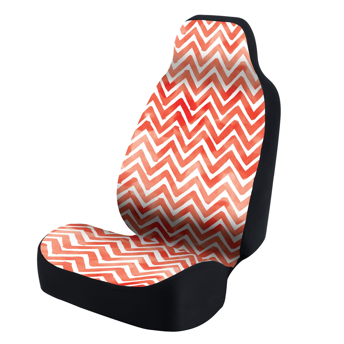 Universal Seat Cover Fashion Print 1pc - Ultimate Suede - Chevron Watercolor Red and White Background