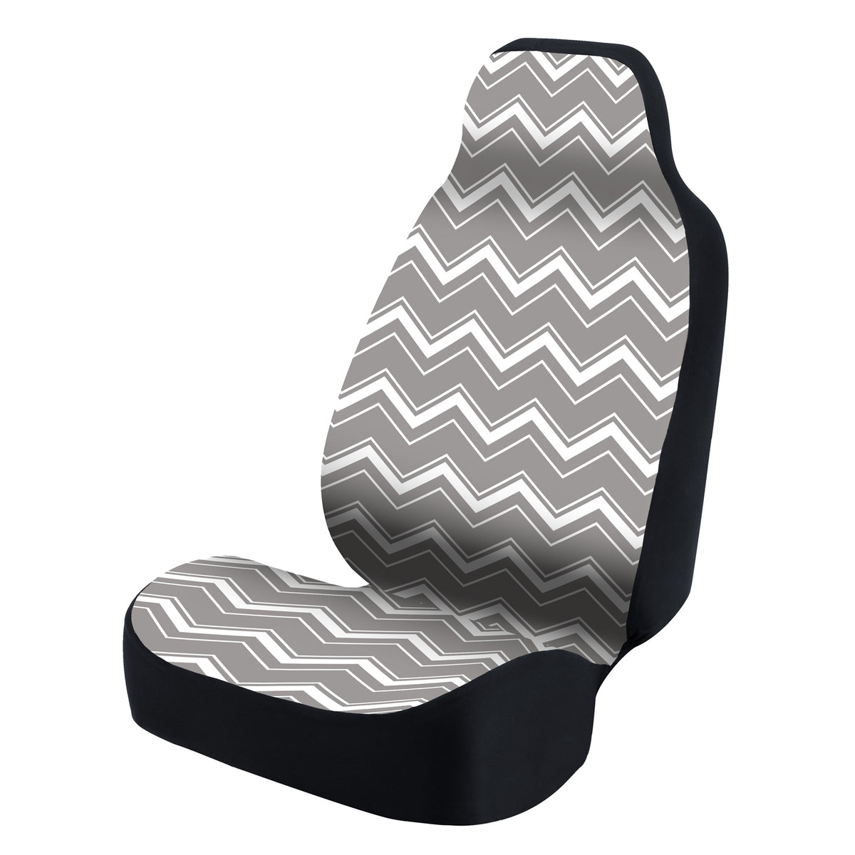 Universal Seat Cover Fashion Print 1pc - Ultimate Suede - Chevron Light Gray and White