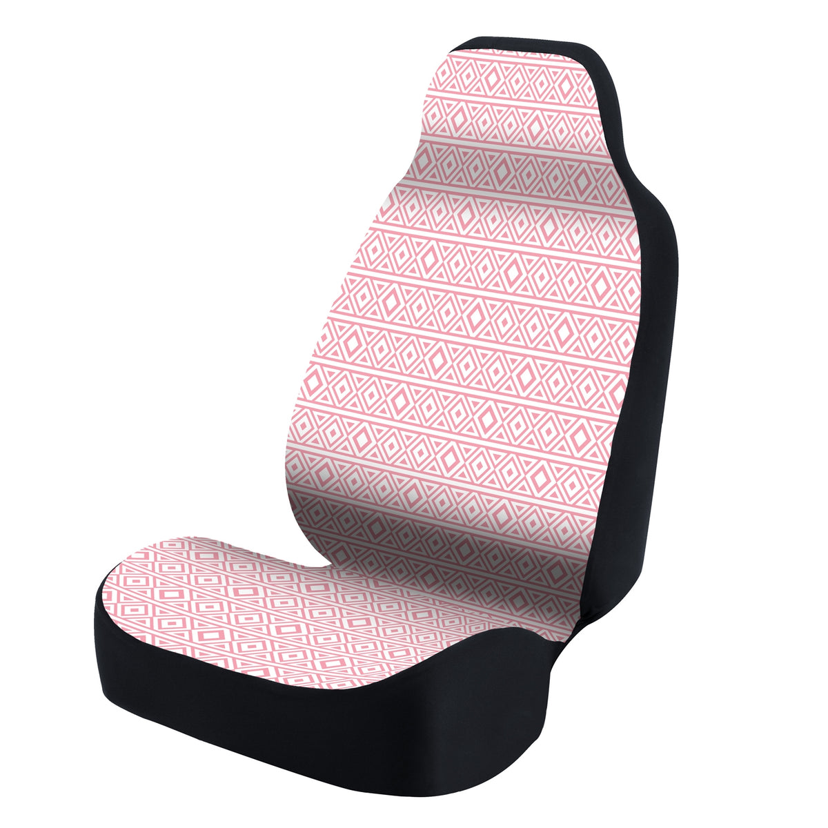 Universal Seat Cover Fashion Print 1pc - Ultimate Suede - Tapestry Diamonds Pink over White