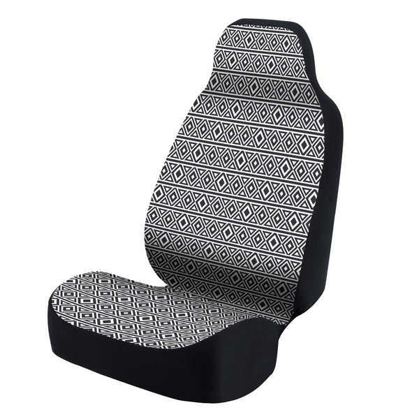 Universal Seat Cover Fashion Print 1pc - Ultimate Suede - Tapestry Diamonds White over Black
