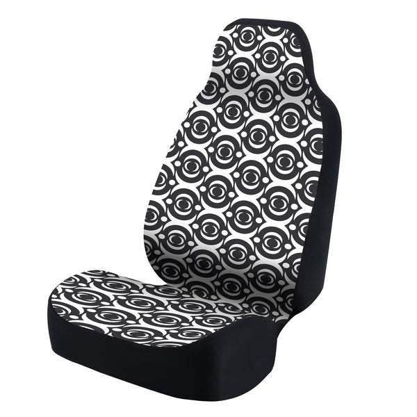 Universal Seat Cover Fashion Print 1pc - Ultimate Suede - Symmetry Flow White over Black