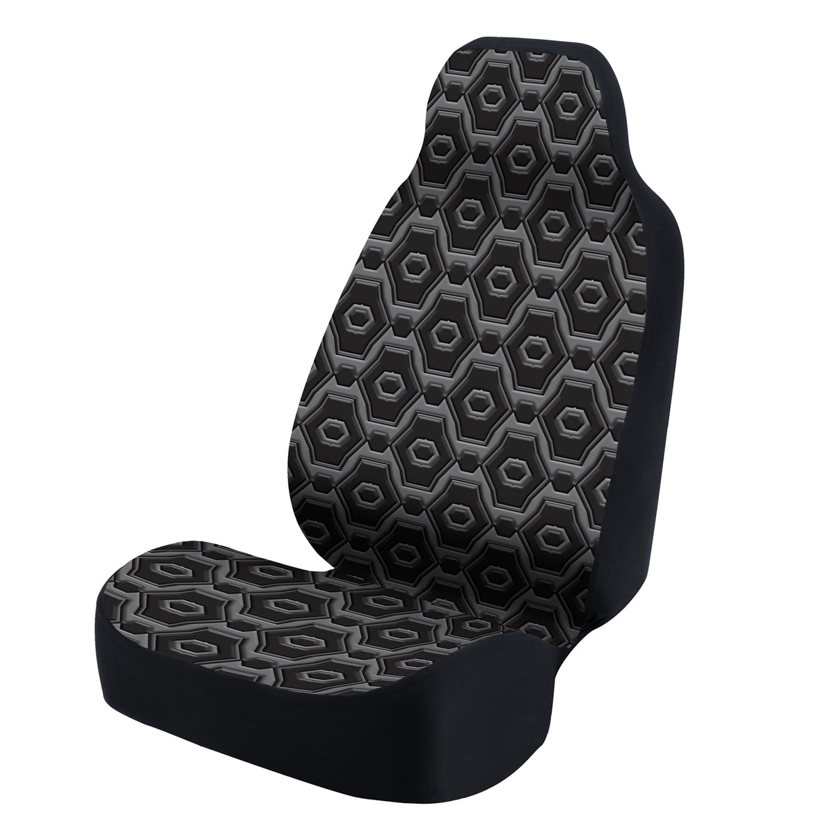 Universal Seat Cover Fashion Print 1pc - Ultimate Suede - Tapestry Polygons Metal Dark