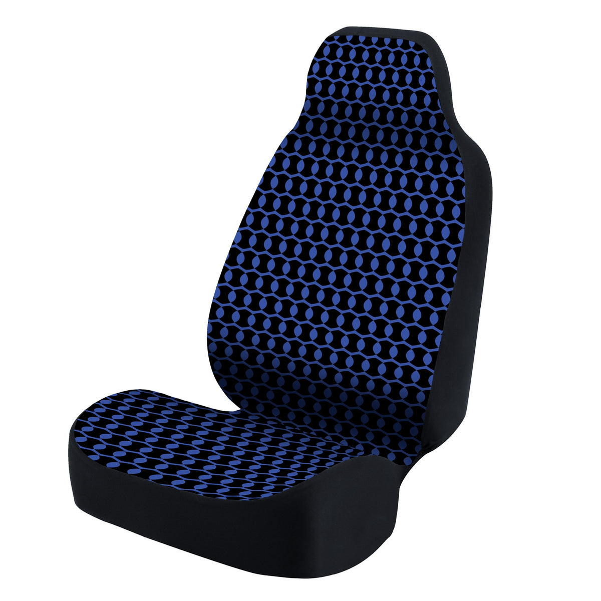 Universal Seat Cover Fashion Print 1pc - Ultimate Suede - Tapestry Seedlings Blue over Black