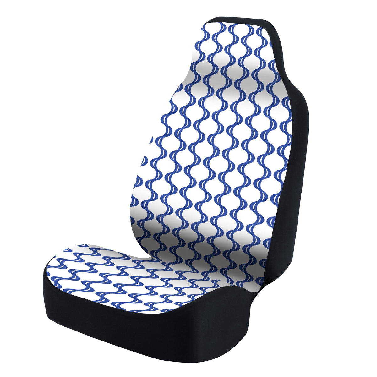 Universal Seat Cover Fashion Print 1pc - Ultimate Suede - Symmetry Sine Blue over White