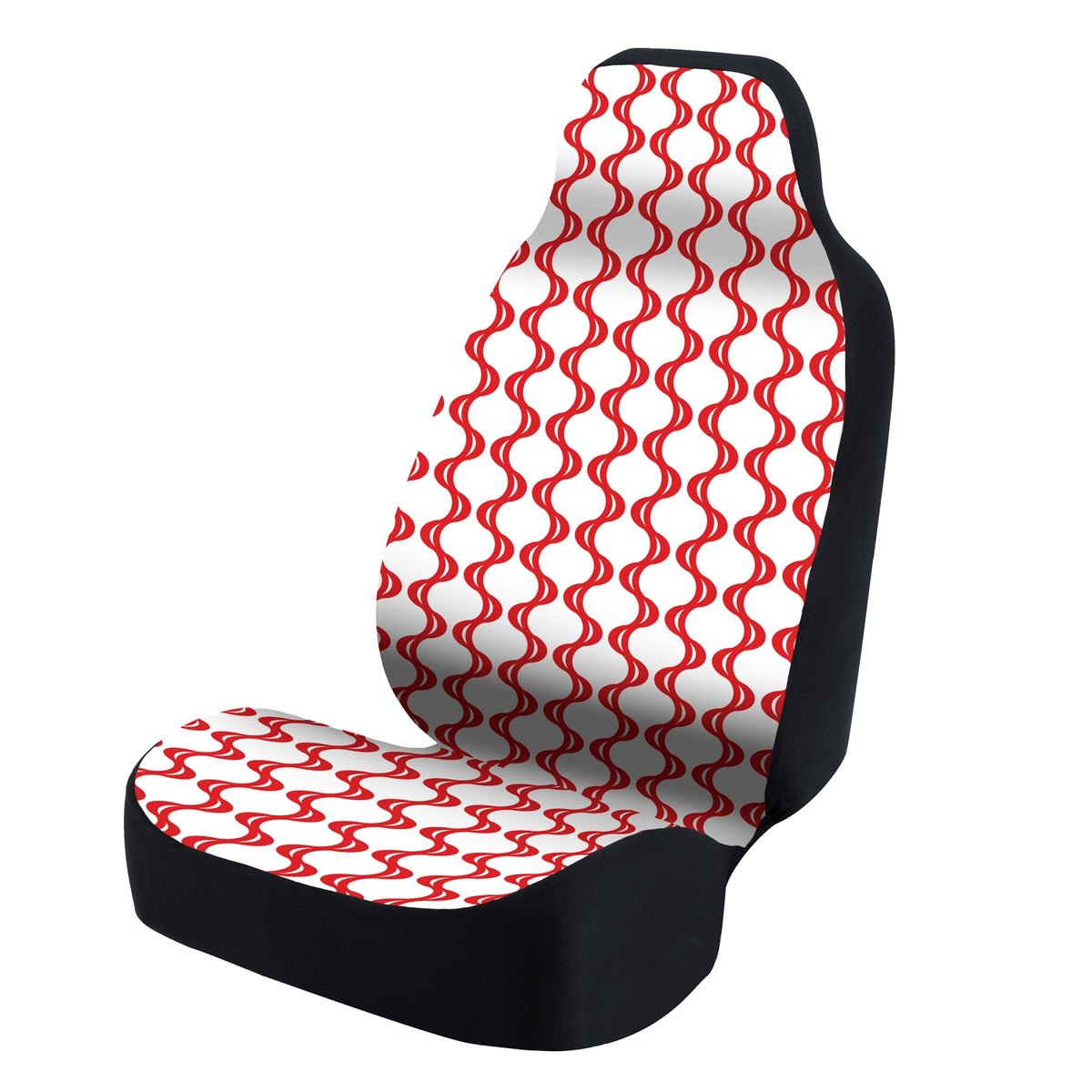 Universal Seat Cover Fashion Print 1pc - Ultimate Suede - Symmetry Sine Red over White