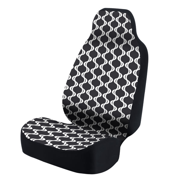 Universal Seat Cover Fashion Print 1pc - Ultimate Suede - Symmetry Sine White over Black