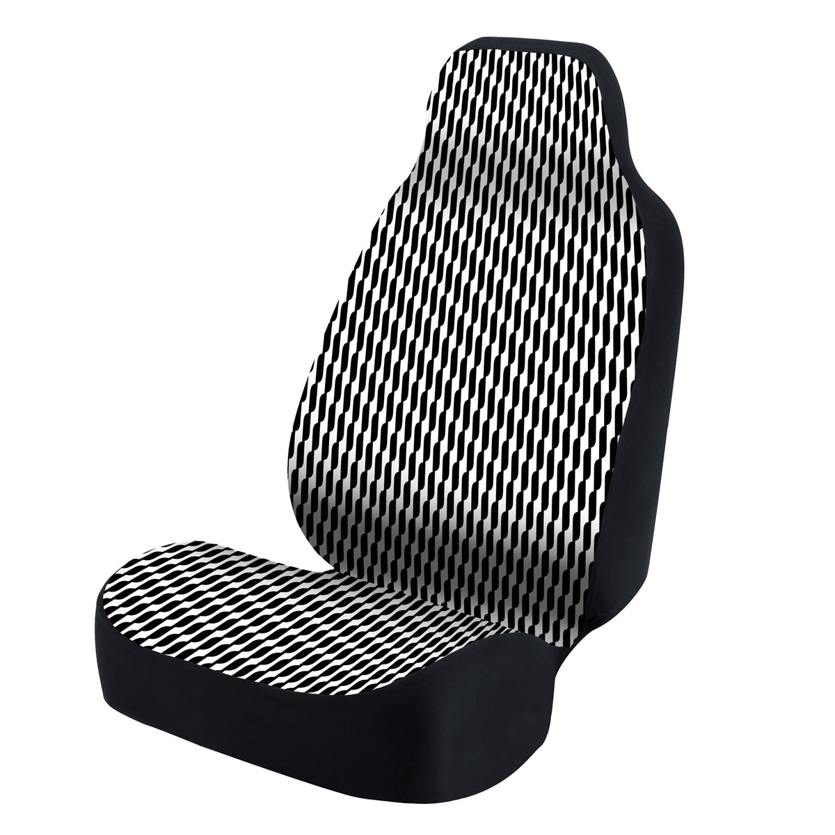 Universal Seat Cover Fashion Print 1pc - Ultimate Suede - Weave Twill Black over White