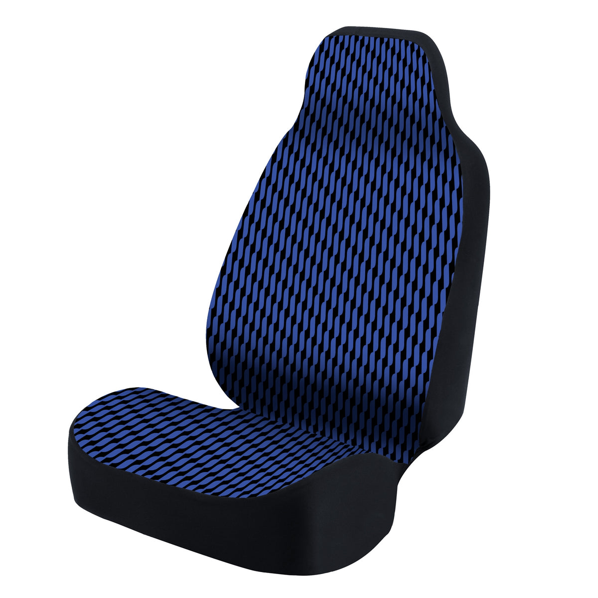 Universal Seat Cover Fashion Print 1pc - Ultimate Suede - Weave Twill Blue over Black