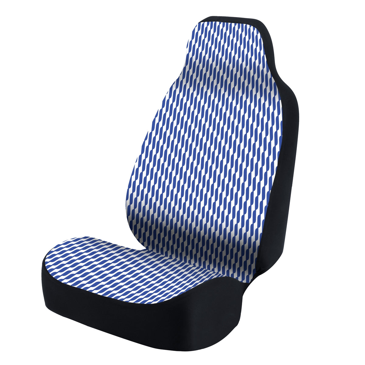 Universal Seat Cover Fashion Print 1pc - Ultimate Suede - Weave Twill Blue over White