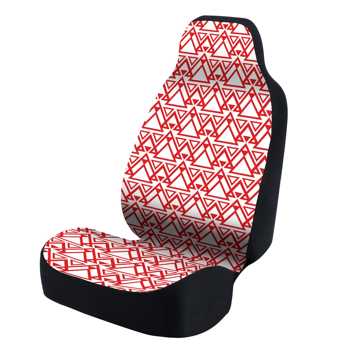 Universal Seat Cover Fashion Print 1pc - Tapestry Triangular Red over White
