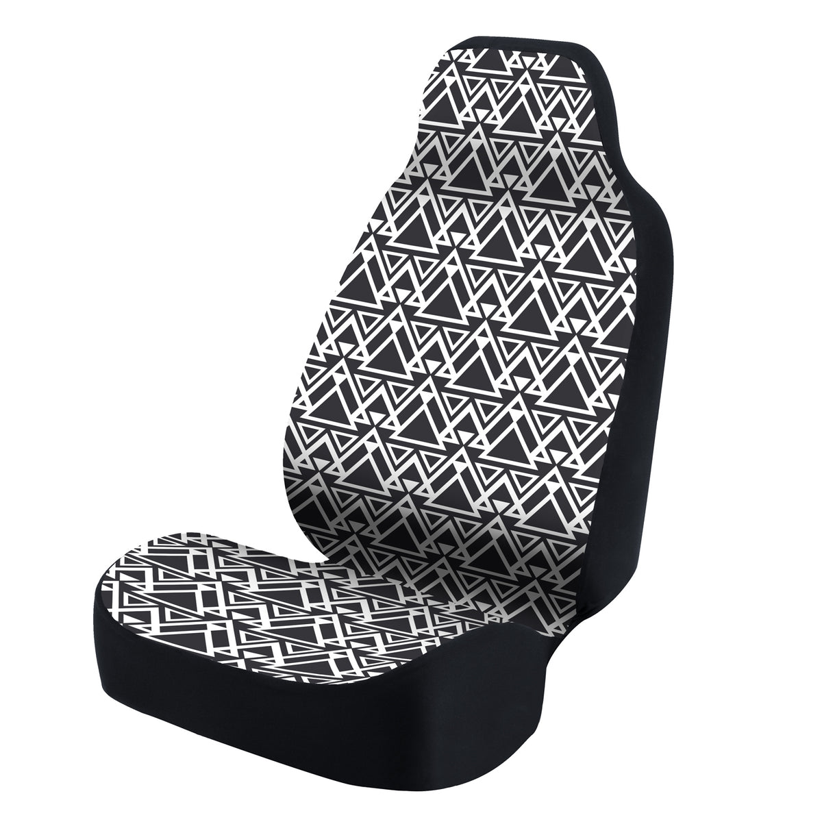 Universal Seat Cover Fashion Print 1pc - Tapestry Triangular White over Black