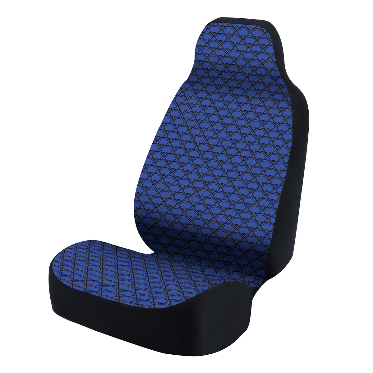 Universal Seat Cover Fashion Print 1pc - Ultimate Suede - Overlapping Shell Black and Blue