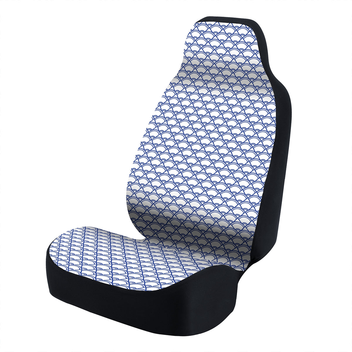 Universal Seat Cover Fashion Print 1pc - Ultimate Suede - Overlapping Shell Blue