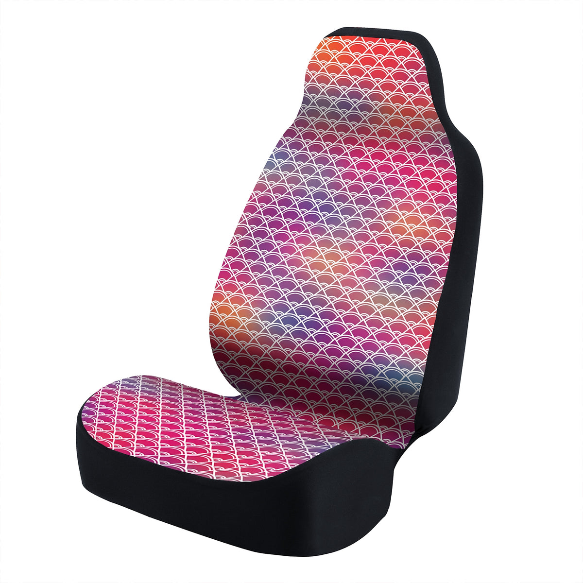 Universal Seat Cover Fashion Print 1pc - Ultimate Suede - Overlapping Shell Rainbow