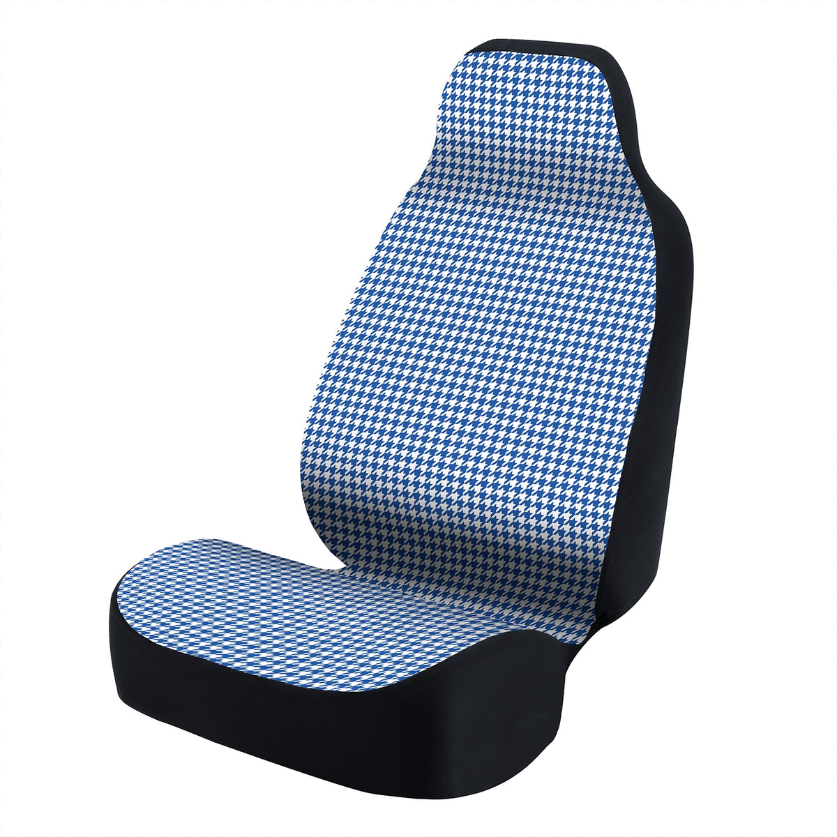 Universal Seat Cover Fashion Print 1pc - Ultimate Suede - Interlocking Houndstooth White and Blue