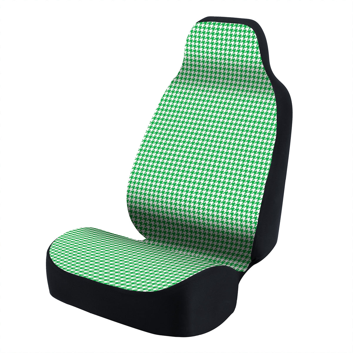Universal Seat Cover Fashion Print 1pc - Ultimate Suede - Interlocking Houndstooth White and Green
