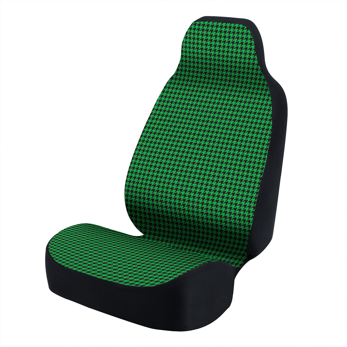 Universal Seat Cover Fashion Print 1pc - Ultimate Suede - Interlocking Houndstooth Black and Green