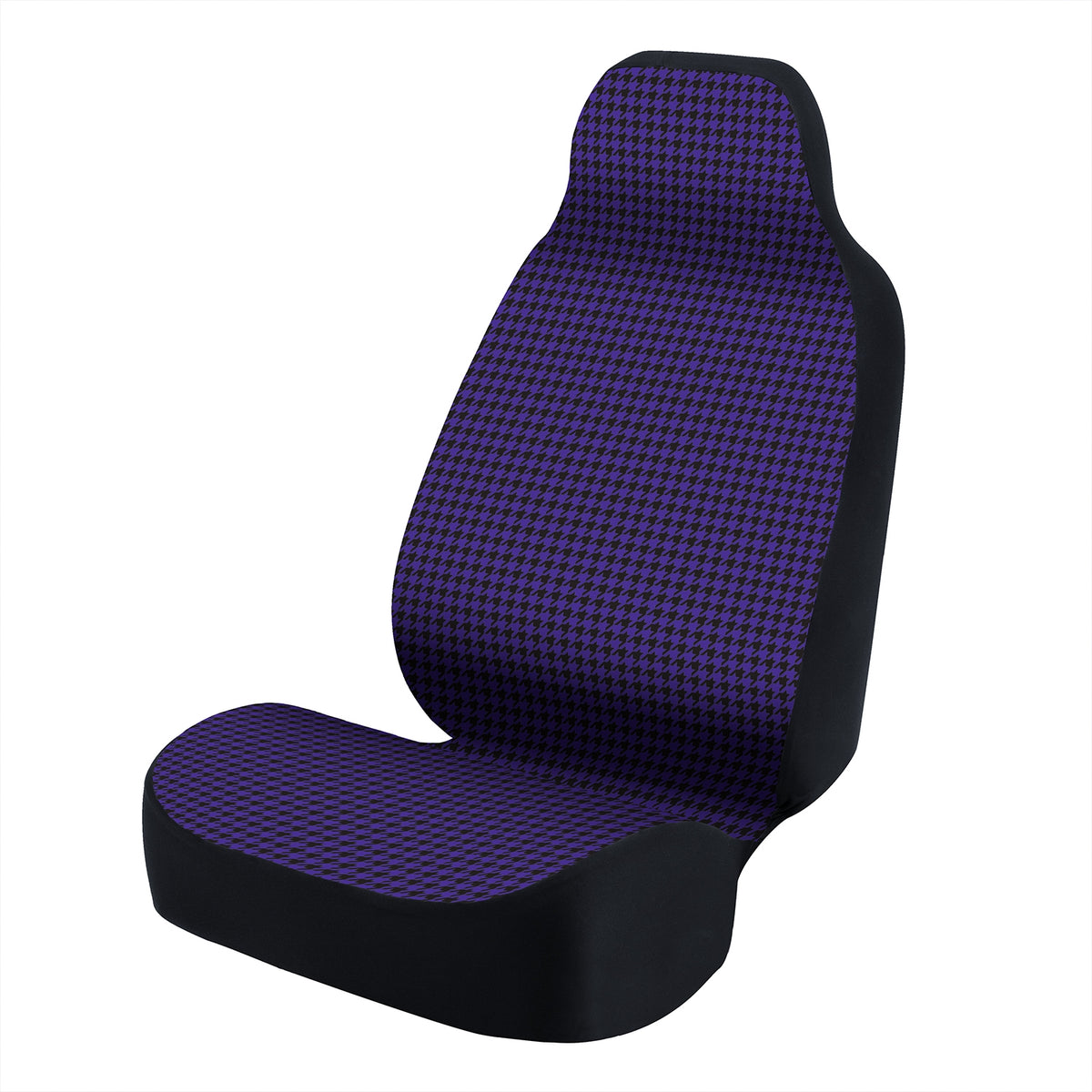 Universal Seat Cover Fashion Print 1pc - Ultimate Suede - Interlocking Houndstooth Black and Purple