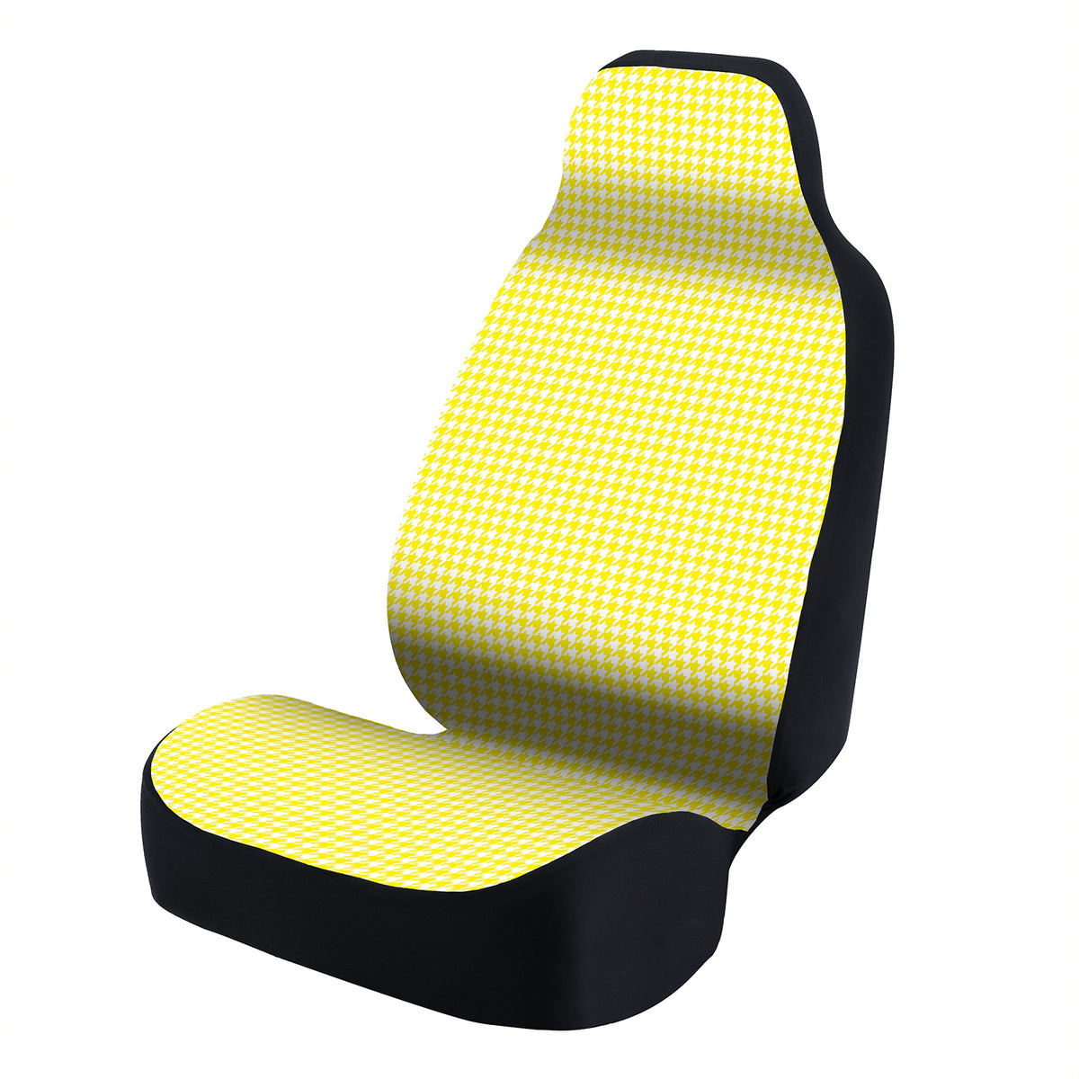 Universal Seat Cover Fashion Print 1pc - Ultimate Suede - Interlocking Houndstooth White and Yellow