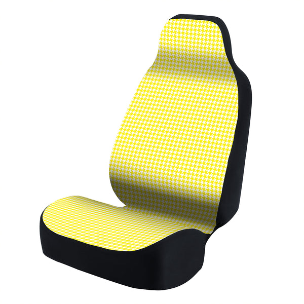 Universal Seat Cover Fashion Print 1pc - Ultimate Suede - Interlocking Houndstooth White and Yellow