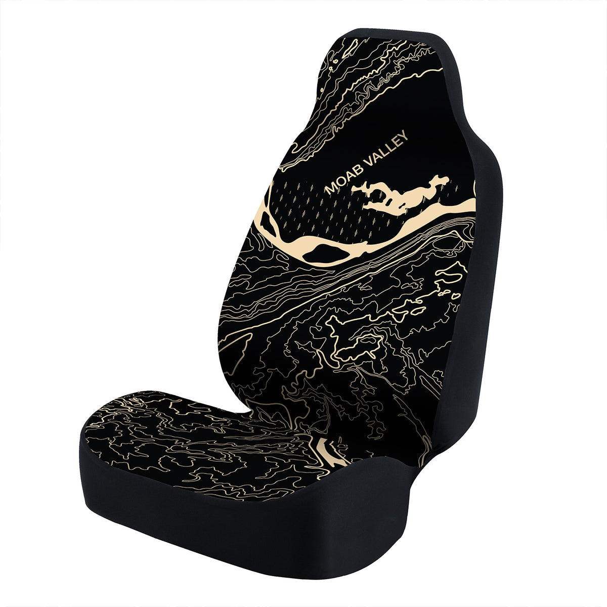 Universal Seat Cover Fashion Print 1pc - Ultimate Suede - Graphic Topographic Black