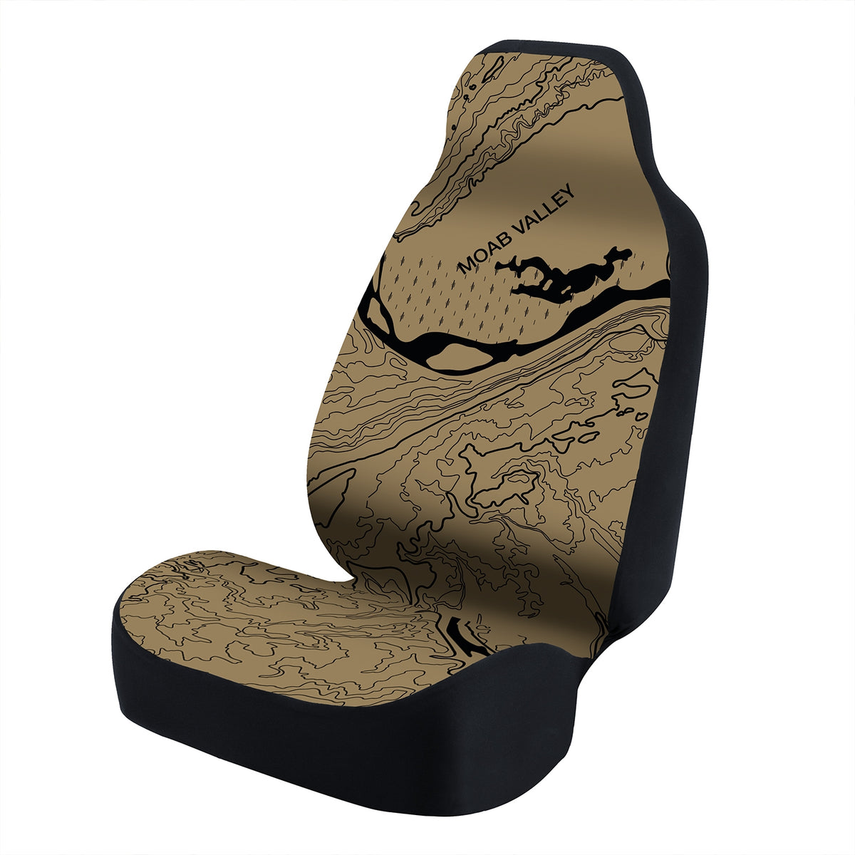 Universal Seat Cover Fashion Print 1pc - Ultimate Suede - Graphic Topographic Tan