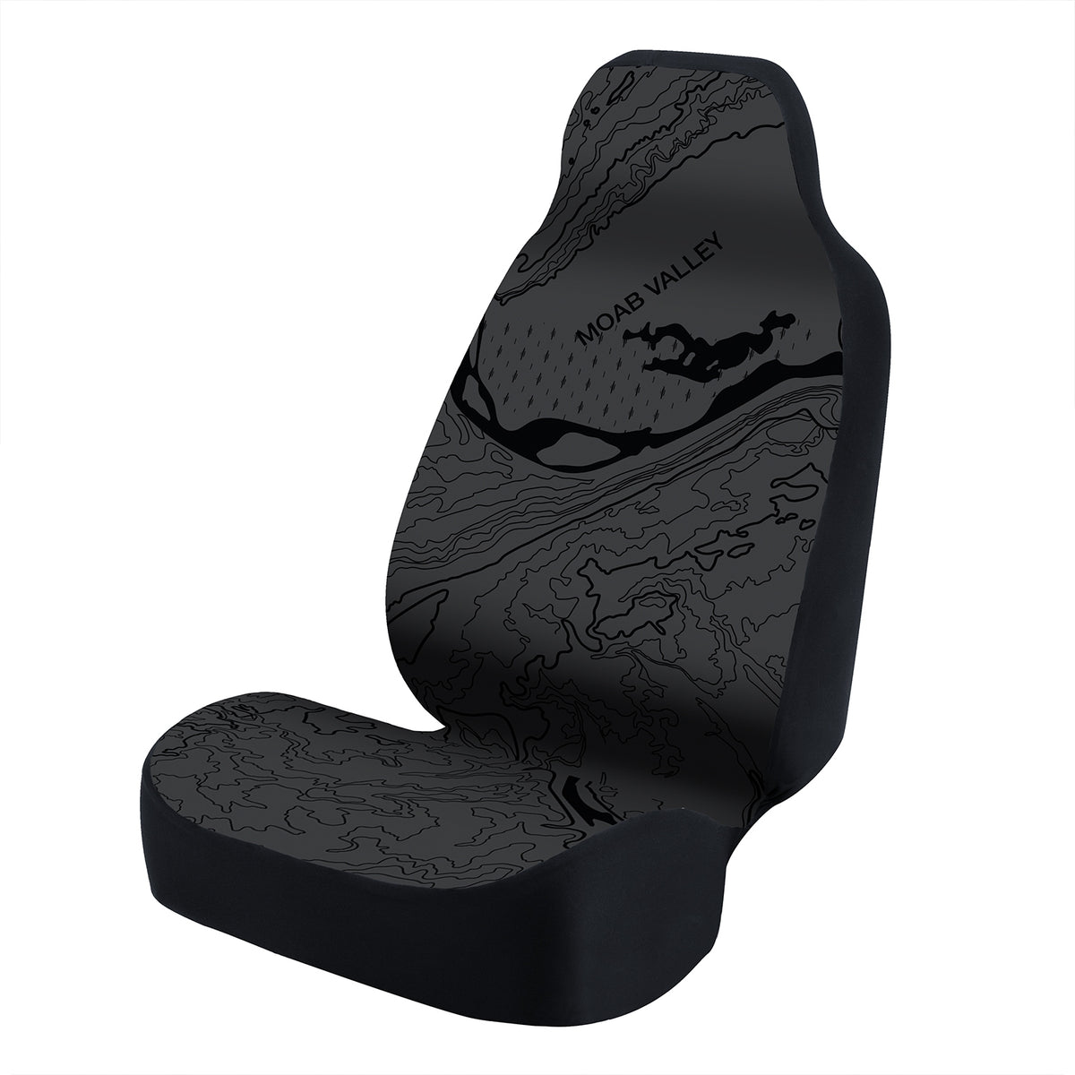 Universal Seat Cover Fashion Print 1pc - Ultimate Suede - Graphic Topographic Charcoal