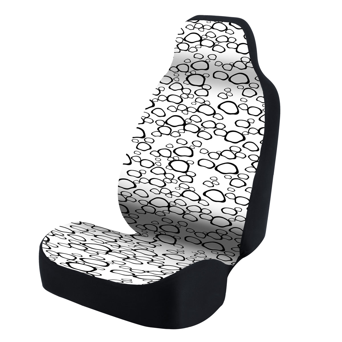 Universal Seat Cover Fashion Print 1pc - Ultimate Suede - Organic Riverbed Black over White