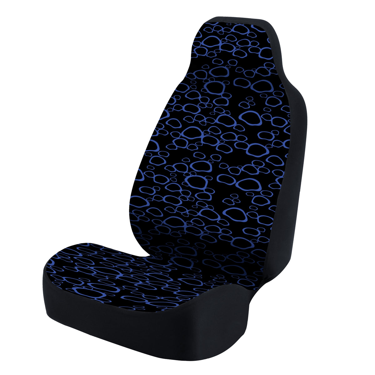 Universal Seat Cover Fashion Print 1pc - Ultimate Suede - Organic Riverbed Blue over Black