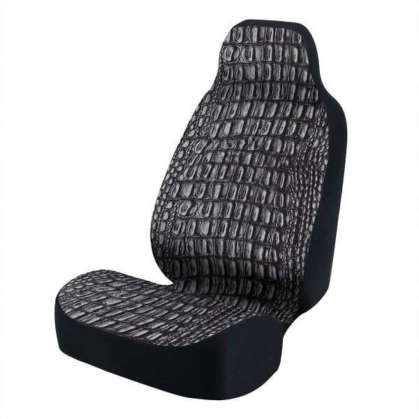 Universal Seat Cover Fashion Print 1pc - Ultimate Suede - Animal Print Alligator Uniform Ebony