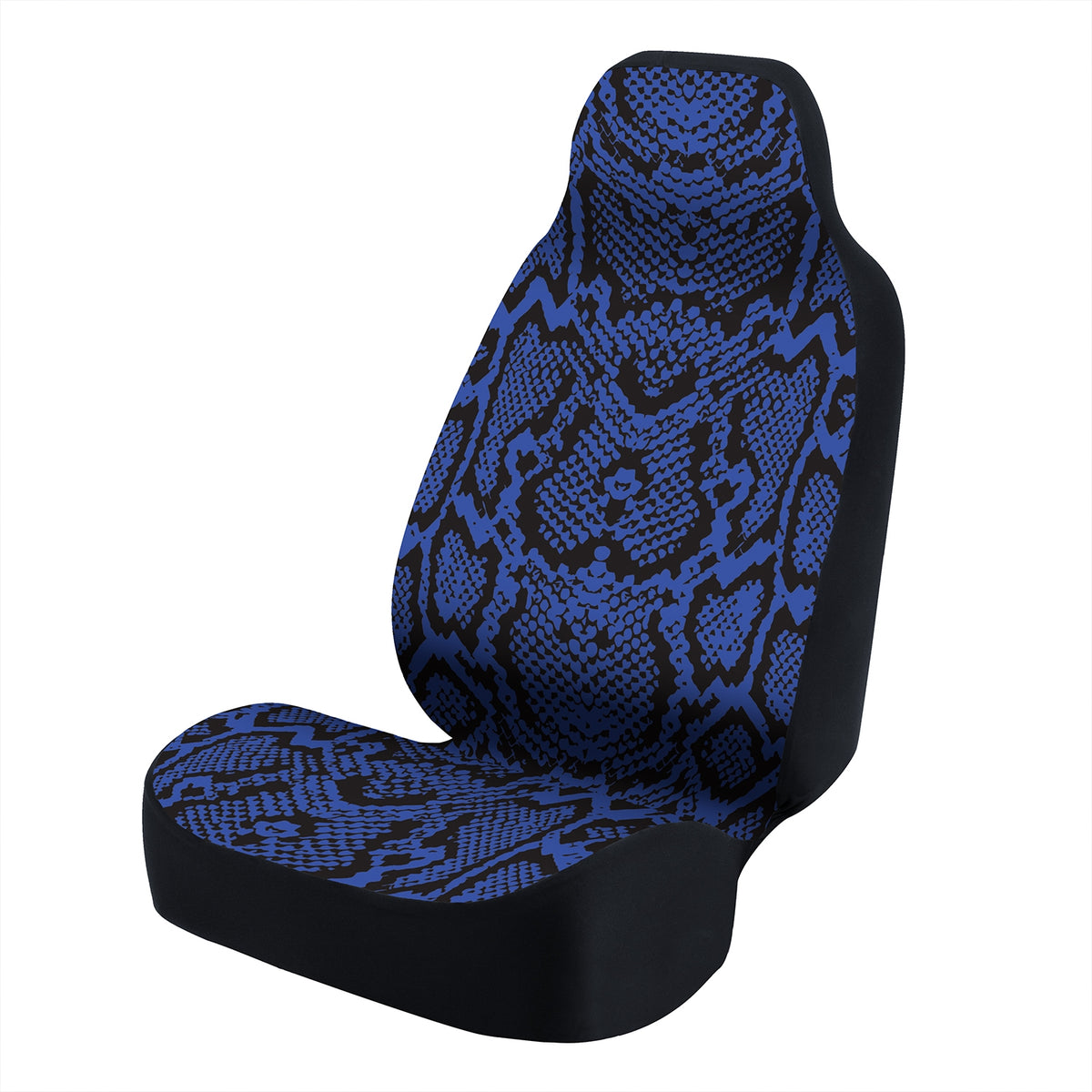 Universal Seat Cover Fashion Print 1pc - Ultimate Suede - Animal Print Snake Vector Black and Blue