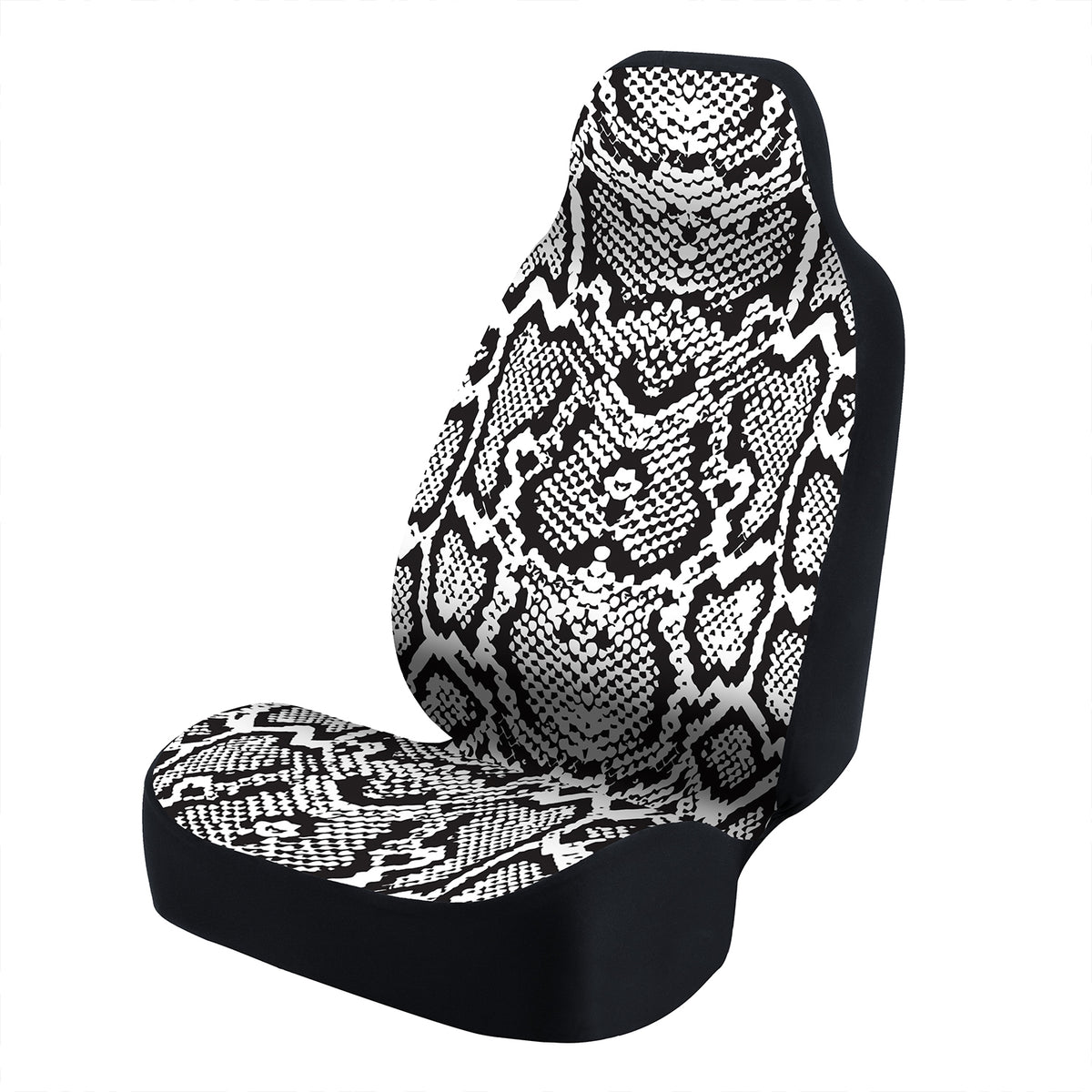 Universal Seat Cover Fashion Print 1pc - Ultimate Suede - Animal Print Snake Vector Black and White