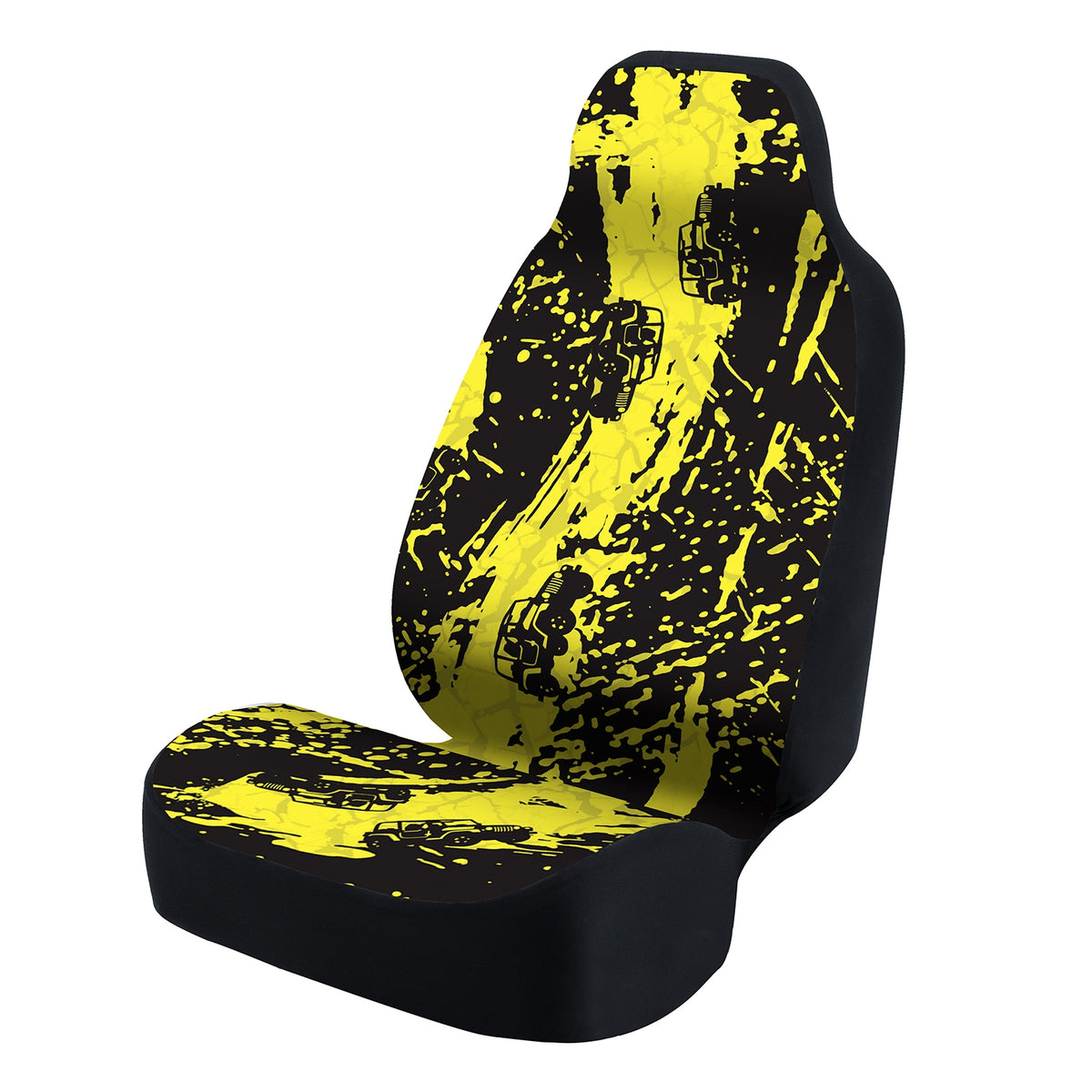Universal Seat Cover Fashion Print 1pc - Ultimate Suede - Graphic Off Road Yellow