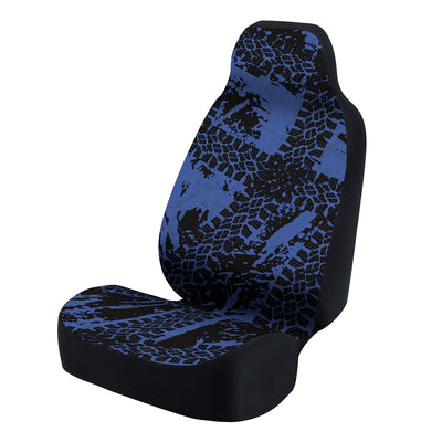 Universal Seat Cover Fashion Print 1pc - Ultimate Suede - Graphic Tire Tracks Blue