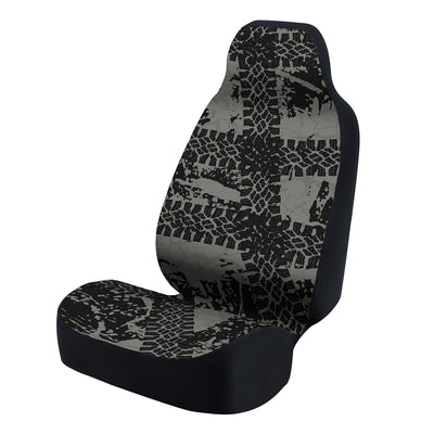 Universal Seat Cover Fashion Print 1pc - Ultimate Suede - Graphic Tire Tracks Gray
