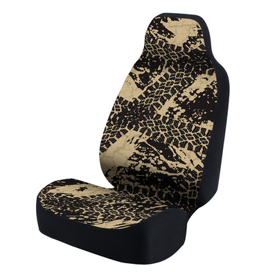 Universal Seat Cover Fashion Print 1pc - Ultimate Suede - Graphic Tire Tracks Tan